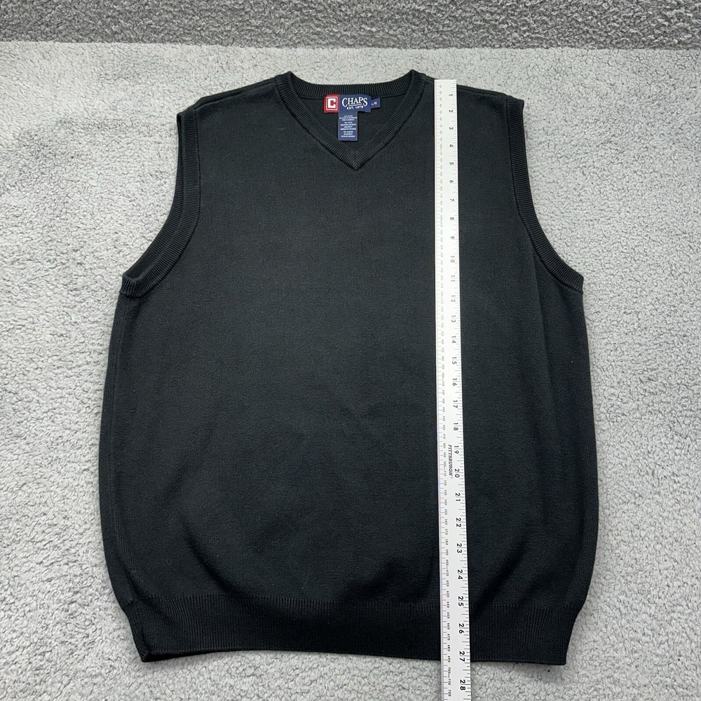 Chaps Ralph Lauren WPL-125 Adult Mens Large Black Sleeveless V-Neck sweater vest